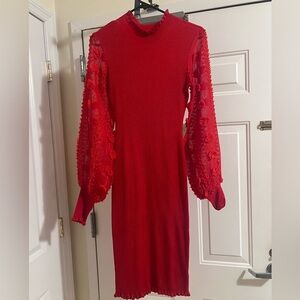 Almost Famous Vibrant Red Long Sleeve Dress